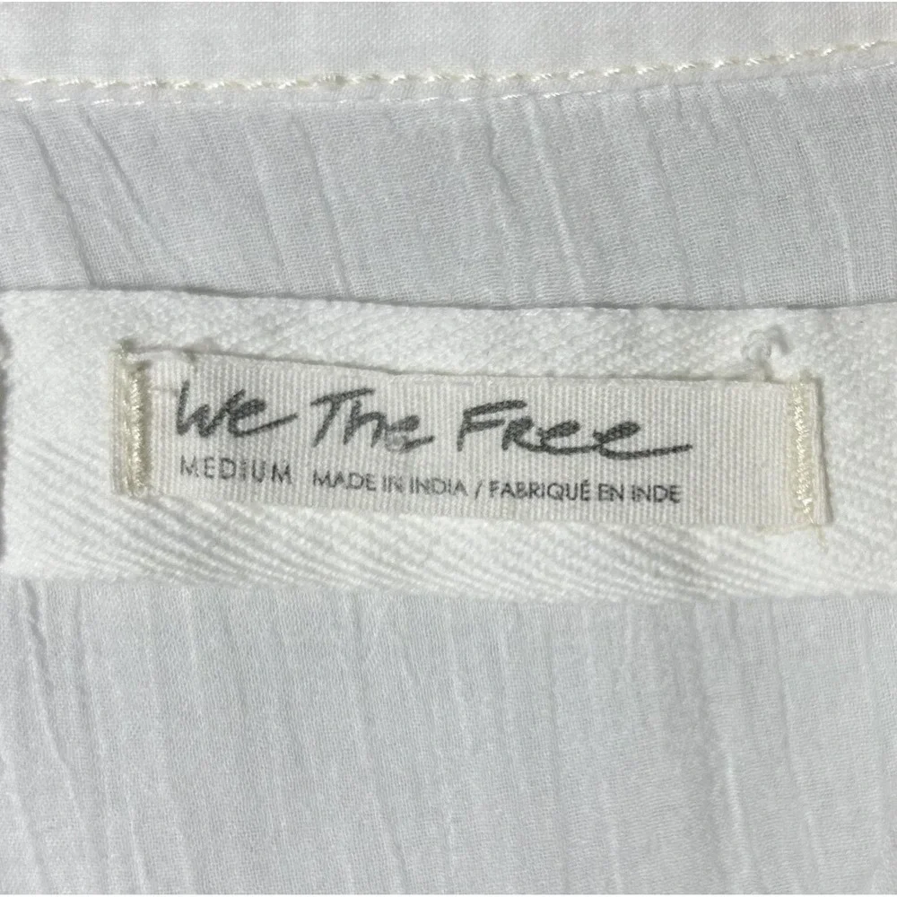 We The Free Float Away Shirt Womens M White Button Up Lightweight Short Sleeve - Picture 2 of 7